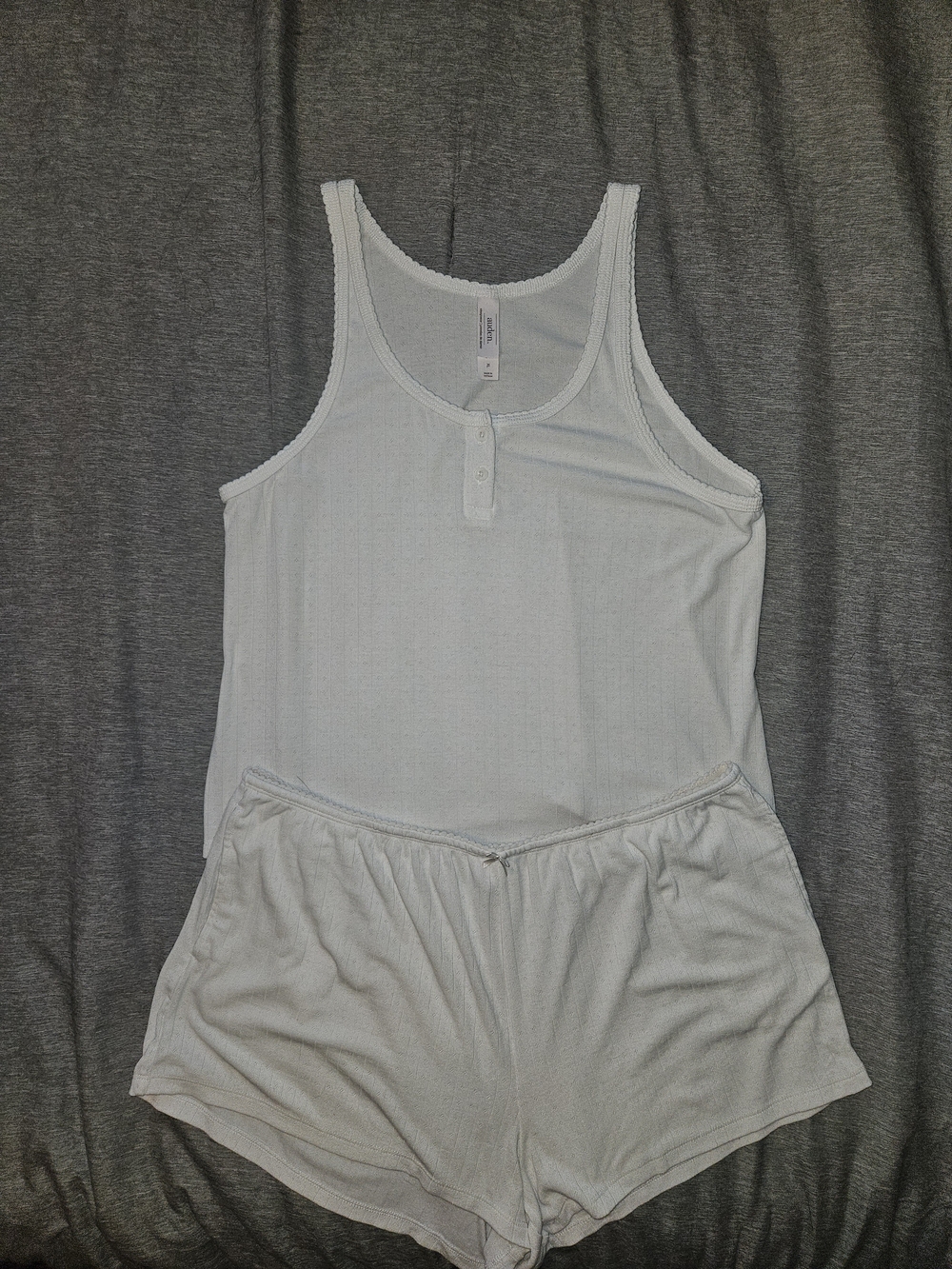 Auden White Ribbed Tank & Short Sleep Set